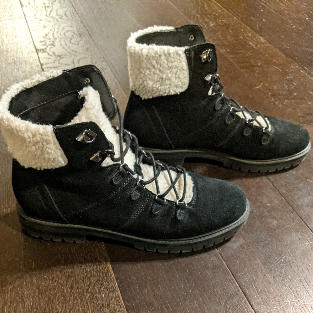 Marc Fisher genuine suede & faux sherpa hiker boot